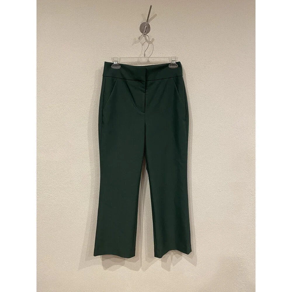Veronica Beard Pants Womens 6 Green Twill Straight Leg Dress Work USA Trousers